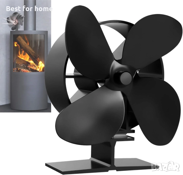 Вентилатор за печка на дърва с 4 лопатки, снимка 1