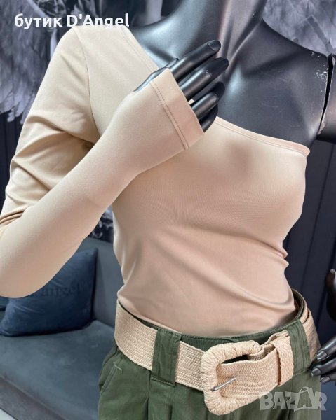 блуза с един ръкав в бежов цвят, снимка 1