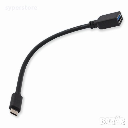 Кабел USB Type C към USB3.0 OTG VCom SS001169 Черен, 0.20m USB3.1 Type C to USB3.0 M/F, снимка 1