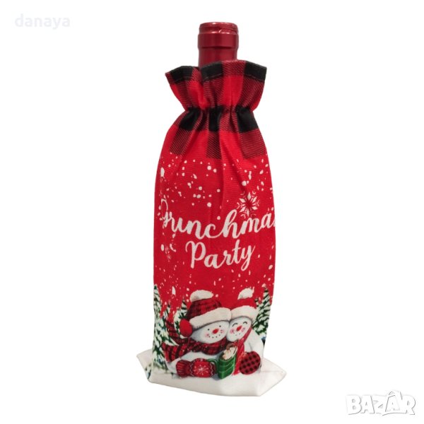 4166 Коледен калъф за бутилка Снежковци, снимка 1