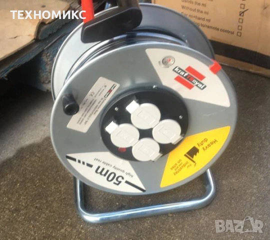 Електрически удължител с макара KraftRoyal, 50 метра, 2 х 2.5/сечение, снимка 7 - Други инструменти - 53816749