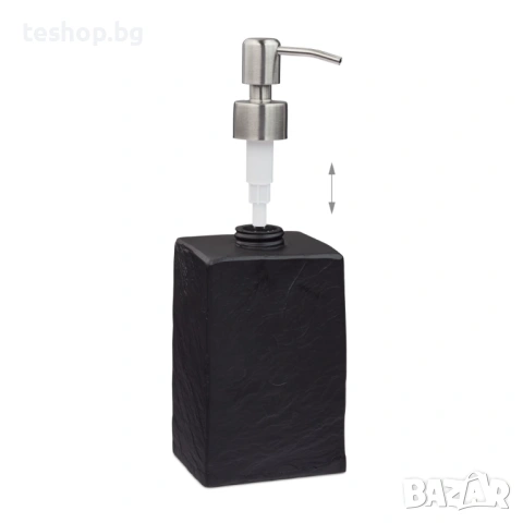 Дозатор за сапун с вид на камък, правоъгълен, черен Relaxdays лукс колекция, снимка 4 - Други - 53652248