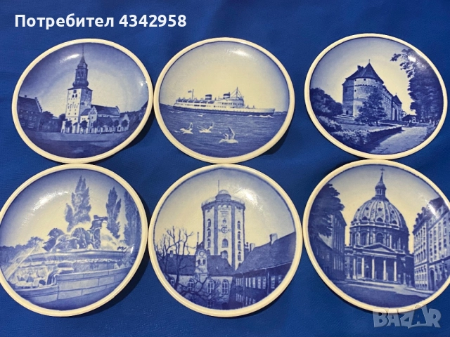 Royal Copenhagen. 6 бр.чинийки за стена.Porcelain.