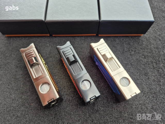 Луксозна запалка за пури HONEST с подарък резачка,три цвята, снимка 7 - Запалки - 52204255