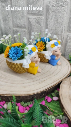 Ангелчета в жълто и синьо!!, снимка 14 - Декорация за дома - 53048975