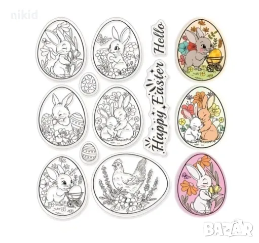 Великденски яйца яйце Великден заек силиконов гумен печат декор украса бисквитки фондан Scrapbooking