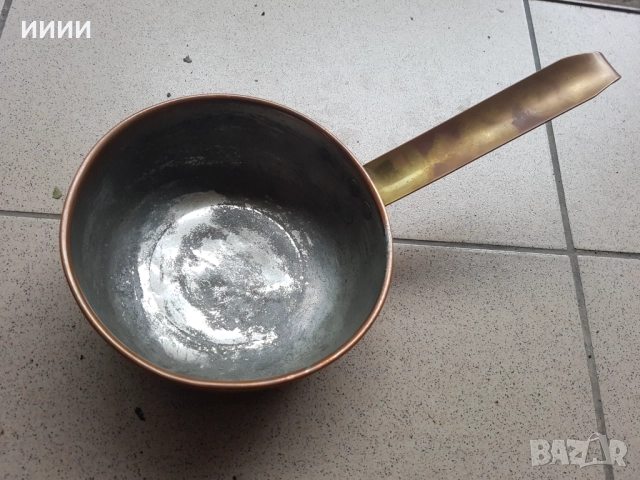 Бакърен тиган канче, снимка 2 - Антикварни и старинни предмети - 52564733