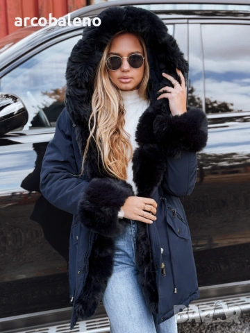 Дамска зимна парка с косъм CHARMFUR, 4цвята , снимка 2 - Якета - 48270324