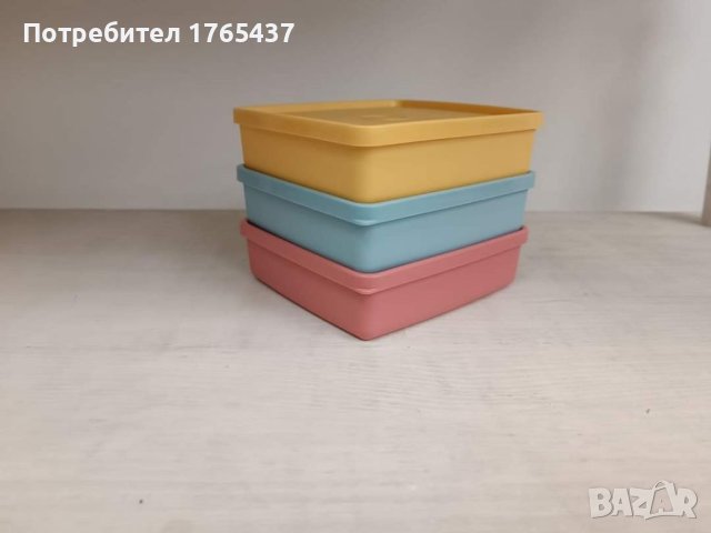 Квадратни кутийки за сандвичи, бисквитки, соленки, плодове 3 бр. Tupperware , снимка 6 - Други - 41637688