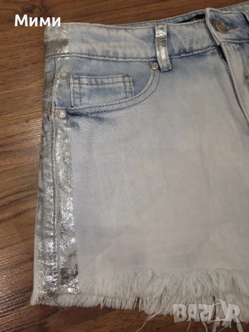 Къси дънки със сребърен кант, снимка 6 - Къси панталони и бермуди - 50747518