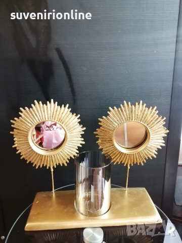Луксозна декорация - свещник с огледала , снимка 2 - Декорация за дома - 36340990