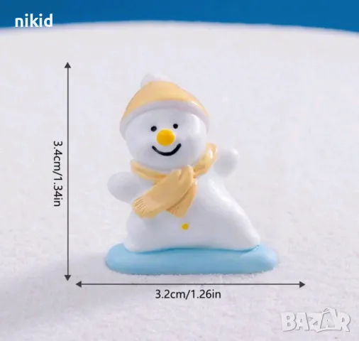 8 бр снежен човек малки пластмасови фигурки фигурка играчки за игра и украса торта коледни, снимка 6 - Фигурки - 48254823