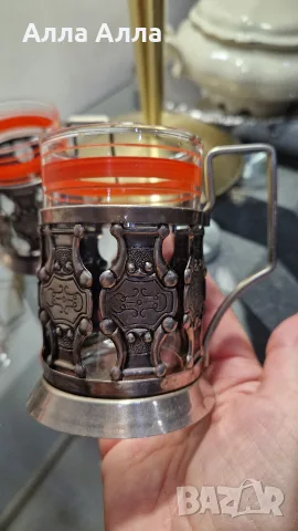 Подстакани съветски мелхиор, снимка 2 - Антикварни и старинни предмети - 56382901
