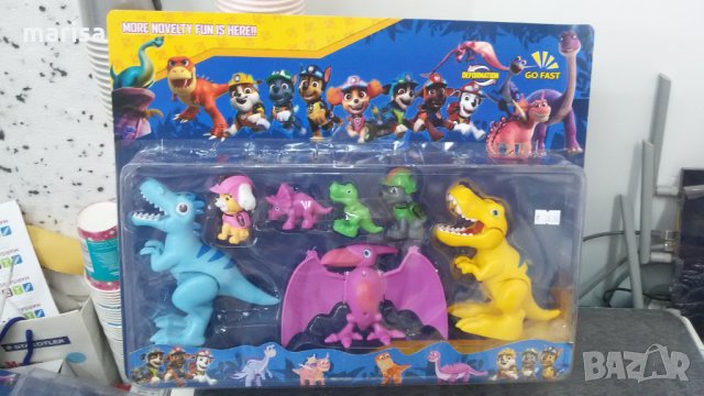 Нов комплект Пес патрул, фигури Paw patrol с динозаври, топери за торта, 7 фигури - 531060, снимка 3 - Фигурки - 33820504