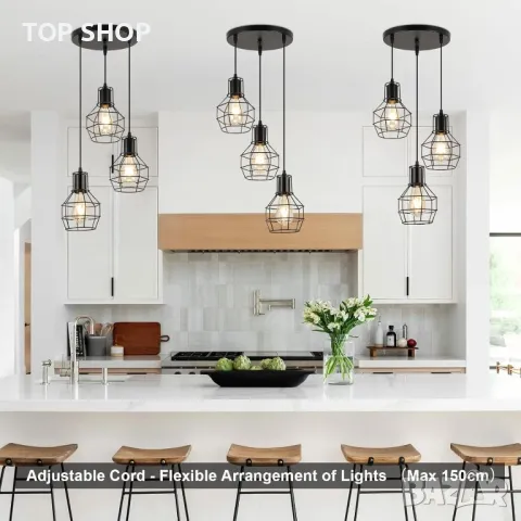 FORCOSO висящо таванно осветително тяло с 3 лампи, E27, 150 см, снимка 3 - Лампи за таван - 49937989