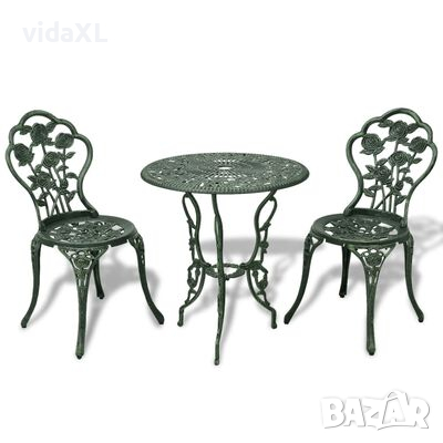 vidaXL Бистро комплект, 3 части, лят алуминий, зелен（SKU:42164, снимка 1 - Градински мебели, декорация  - 44585345