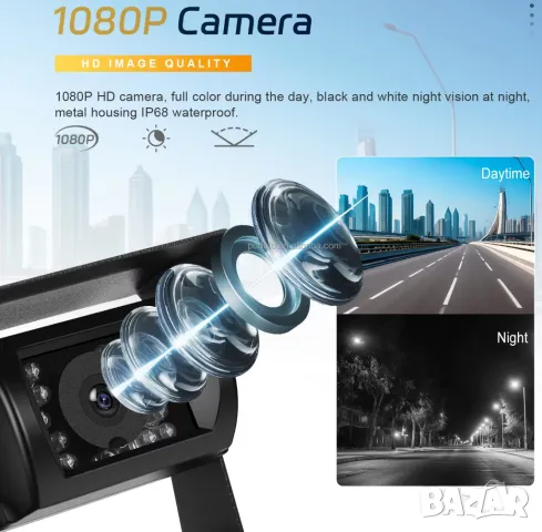 Безжична камера с монитор, паркиране, камион, заден ход, трактор, комбайн, парктроник, задно виждане, снимка 8 - Друга електроника - 29776069