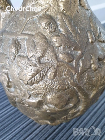 2броя стари италиански кани/20см-4кг/29см-6кг/релефна бронзова кана с деца и плодове, снимка 8 - Антикварни и старинни предмети - 53481227