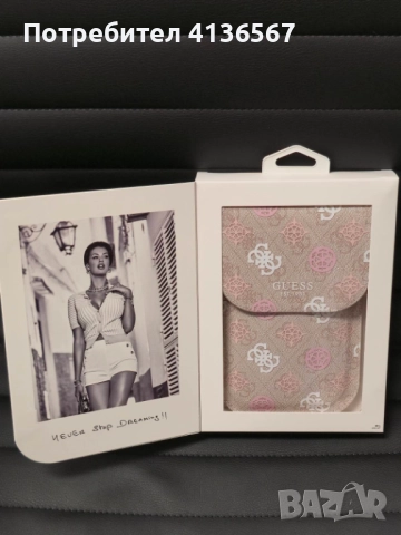 Дамска мини чанта GUESS за телефон – розова, оригинална, нова, снимка 4 - Чанти - 52340790
