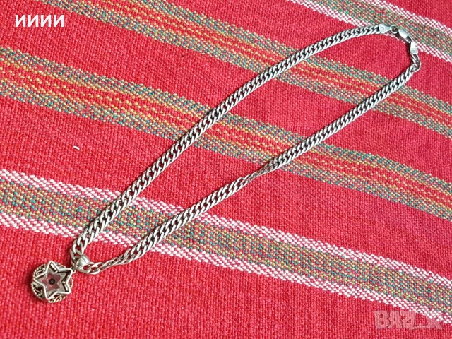 Сребърен ланец колие звезда, снимка 3 - Колиета, медальони, синджири - 53846833