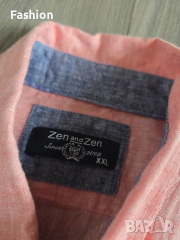 Уникална мъжка риза на ZEN AND ZEN от лен, снимка 5 - Ризи - 53494809