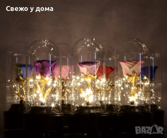 ПОДАРЪК за 8-ми март Вълшебна неувяхваща роза в стъкленица с LED светлина., снимка 2 - Други стоки за дома - 53617737