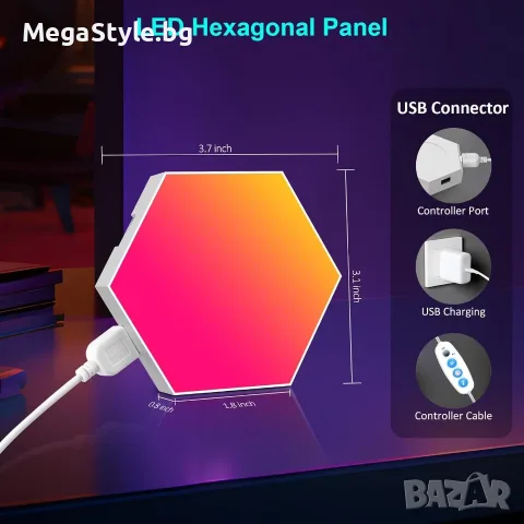 Хексагонални LED Панели MeRGBW-Home (8 броя) – Смарт Стенно Осветление за Гейминг и Декор, снимка 2 - Лед осветление - 55724977