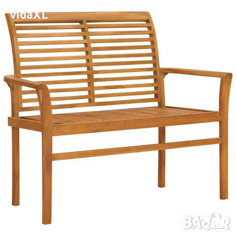 vidaXL Градинска пейка, 112 см, тик масив
