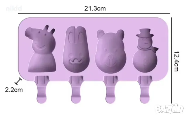 Мече Заек Пепа Пеппа Пиг Pig Peppa снежен ескимо сладолед  силиконов молд форма десерти Попсикъл, снимка 2 - Форми - 49543439