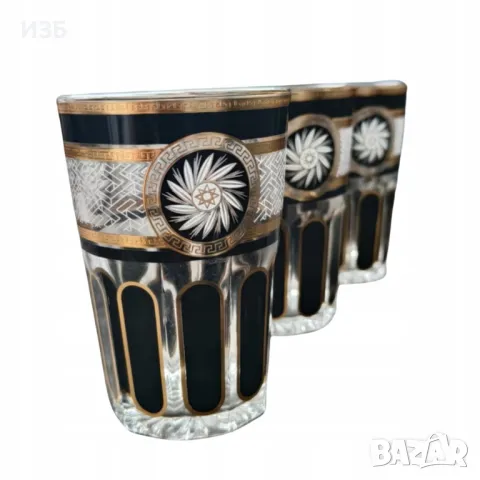 Комплект от 6 чаши Rosenberg, черно-бяло злато, за луксозни напитки от висок клас, снимка 3 - Чаши - 50317385