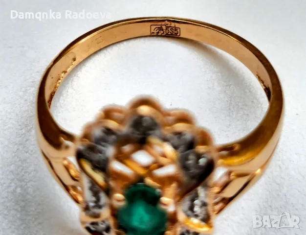 Руски златен пръстен с Брилианти 14 карата , снимка 14 - Пръстени - 49816167