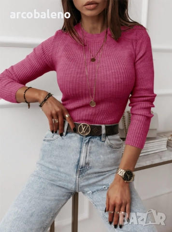 Дамски втален оребрен пуловер ISSABELI, 5цвята , снимка 16 - Блузи с дълъг ръкав и пуловери - 52579081