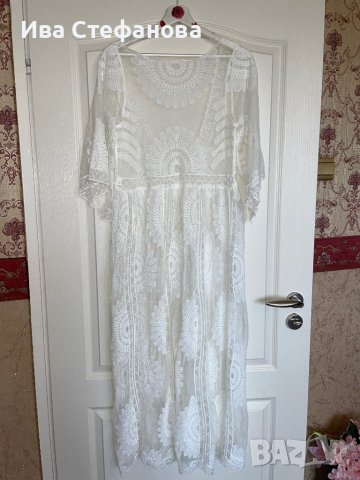 Разкошна  плажна памук наметка кафтан плажна туника дантела парео плажен кафтан дълга риза за море , снимка 3 - Туники - 40370860