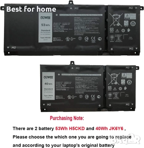 Батерия за Dell Inspiron тип H5CKD 53Wh, снимка 4 - Батерии за лаптопи - 52707280