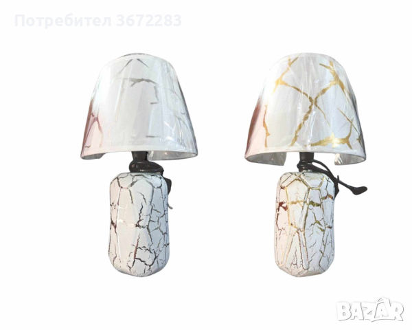 Стилна нощна лампа с елегантен мраморен дизайн, снимка 1 - Настолни лампи - 44935329