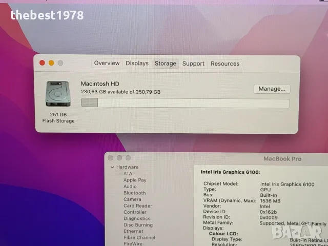 MacBook Pro 13 Retina`Core i5-5257U/8GB RAM/256GB SSD, снимка 6 - Лаптопи за работа - 56117816
