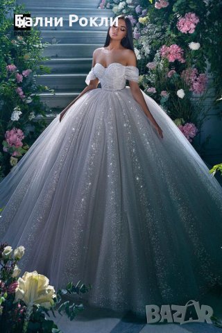Сватбена рокля от тюл с 3 Д апликация, снимка 1