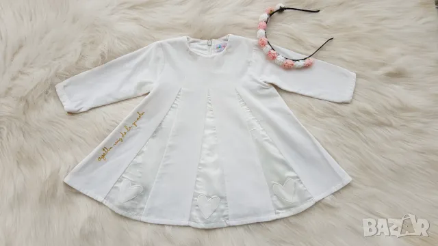Детска бяла рокля H&M 9-12 месеца, снимка 13 - Бебешки рокли - 48372341