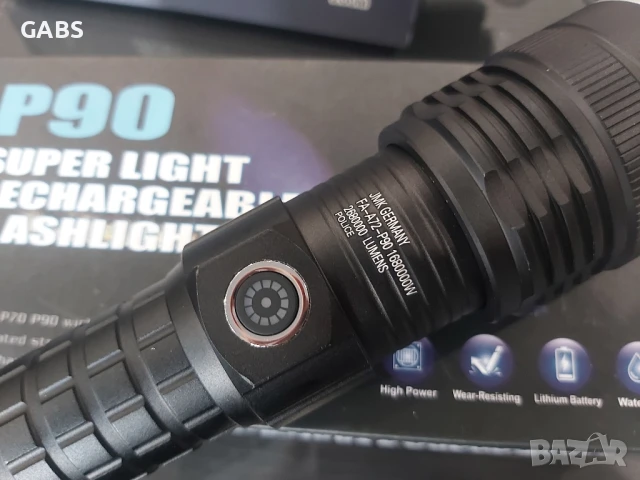 Мощен LED фенер P90 малък,USB зареждане,телескопичен ZOOM, снимка 3 - Екипировка - 50672356