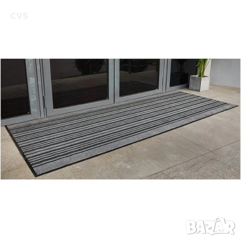 Изтривалка за врати AmazonBasics, 120 x 300 см, Против хлъзгане, Сива на ивици