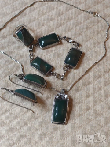 Авторски ретро сребърен лот с натурален ахат 950 НАМАЛЕН 