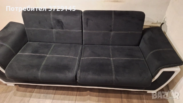 Триместен диван (плюш), снимка 3 - Дивани и мека мебел - 53270286