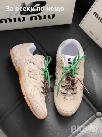 Miu Miu Дамски Бежови Маратонки👟Дамски Спортни Обувки В Бежов Цвят Миу Миу Код E218, снимка 2 - Маратонки - 50411379