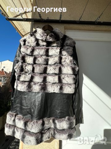 Страхотно яке естествена кожа и чинчила, снимка 2 - Якета - 44290603