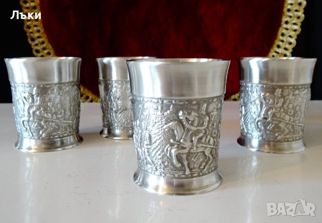Чаша за ракия,шот от калай,средновековен поход. 