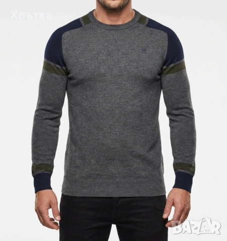 G-Star Core Block - Оригинален мъжки пуловер от вълна размер M