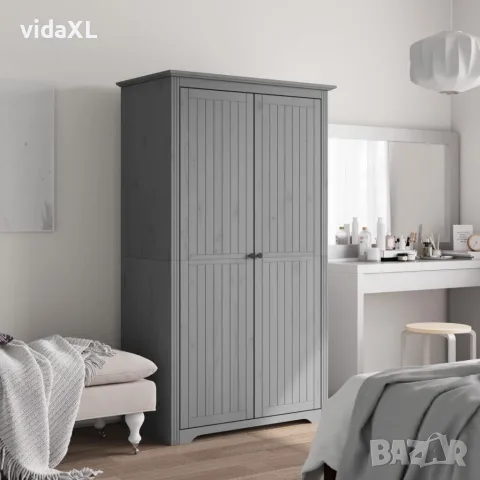 vidaXL Гардероб BODO, сив, 99x53,5x173 см, бор масив, снимка 2 - Гардероби - 56147367