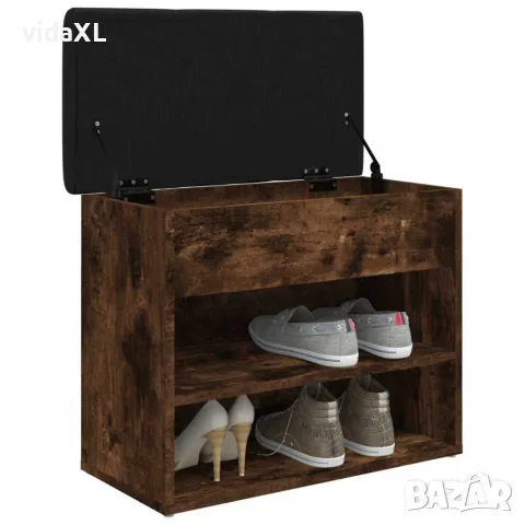 vidaXL Пейка за обувки, опушен дъб, 62x32x50 см, инженерно дърво, снимка 4 - Маси - 56148095