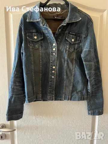 Дамско дънково яке тип риза ежедневно елегантно еластичен син  деним 