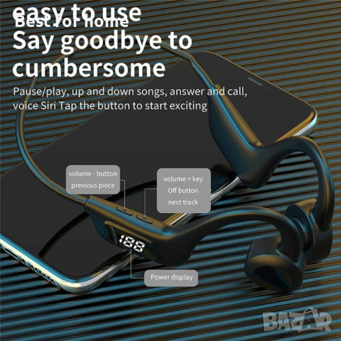 Слушалки с костна проводимост Bluetooth, снимка 3 - Безжични слушалки - 51078031